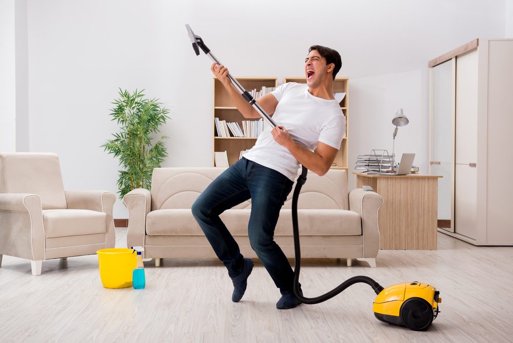 a man cleaning before a move