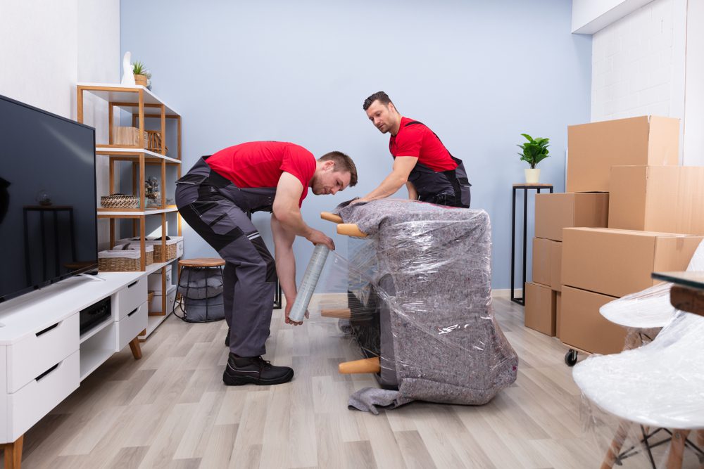 house movers Las Vegas wrapping old furniture